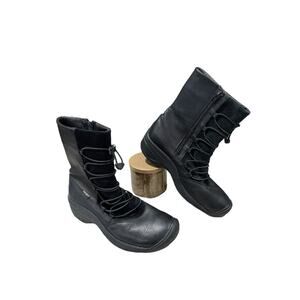 Keen Dry Boots Women’s Size 9 Black Waterproof Leather Cinch Lace Up Winter Wear